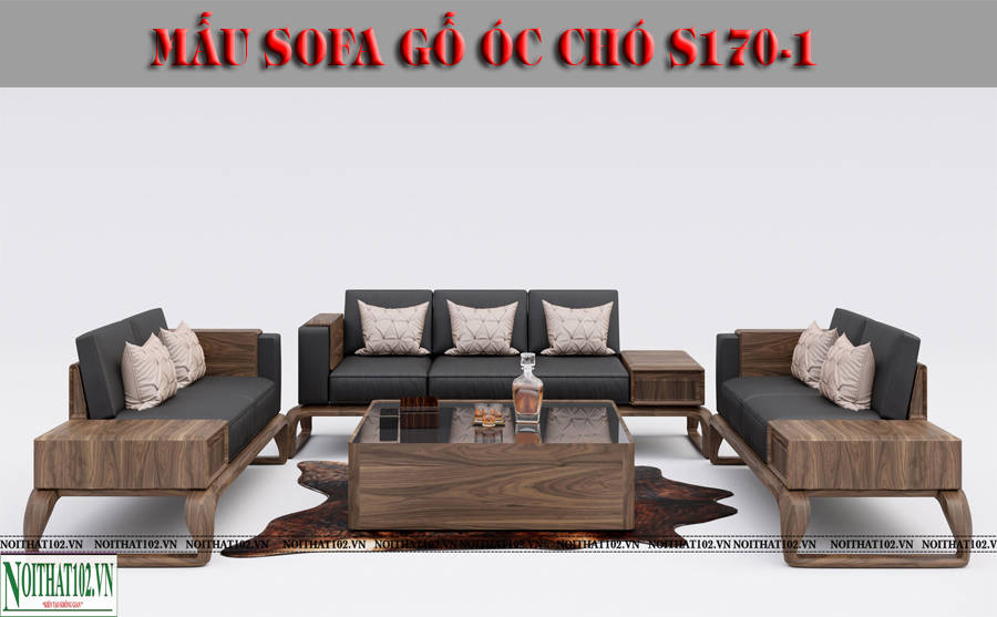 Mẫu sofa gỗ óc chó S170